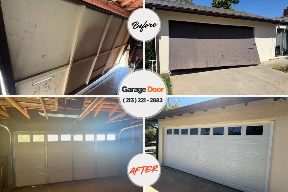 Before and after: garage door repair Red Chute, LA